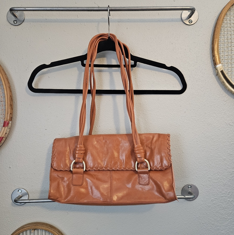 Worthington Orange Creamsicle Leather Shoulder Bag Handbag Rectangle Vintage 90s